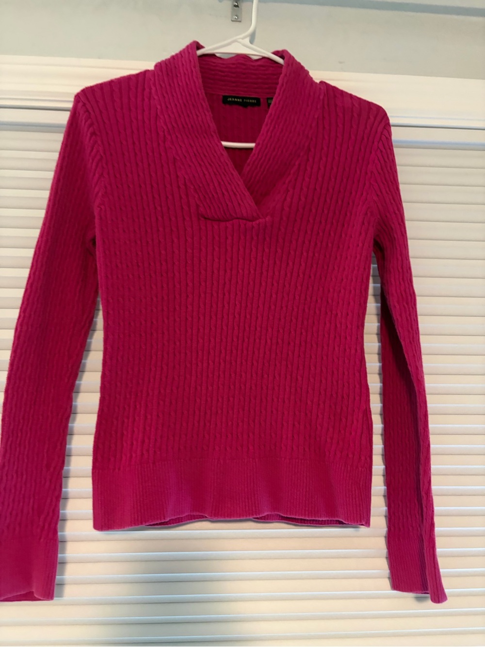 JEANNE PIERRE Hot Pink Ribbed Cowl-Neck Sweater